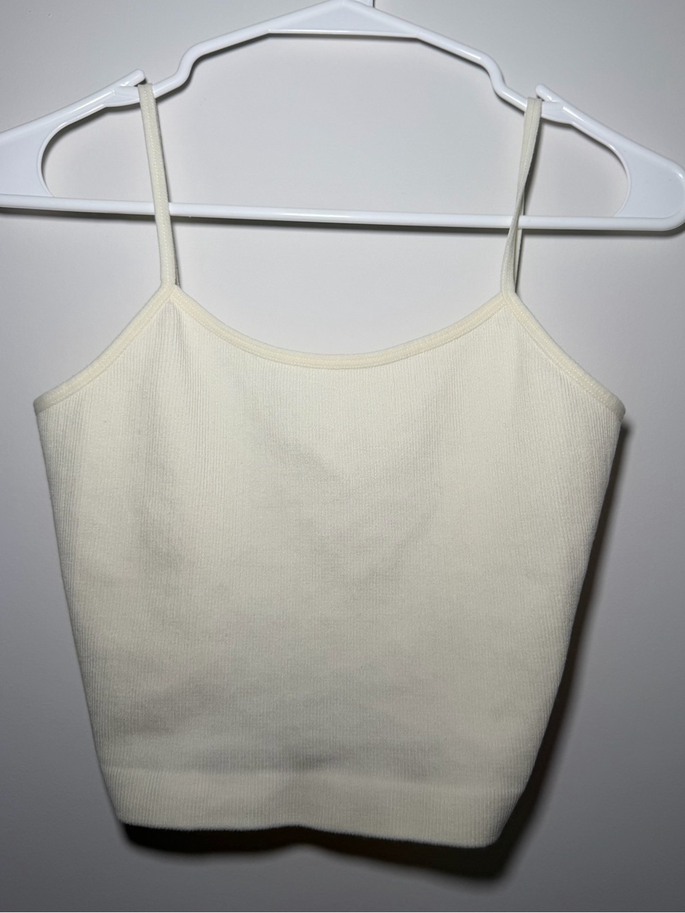 By Together Seamless Ribbed Cream Cropped Strap Top M/L